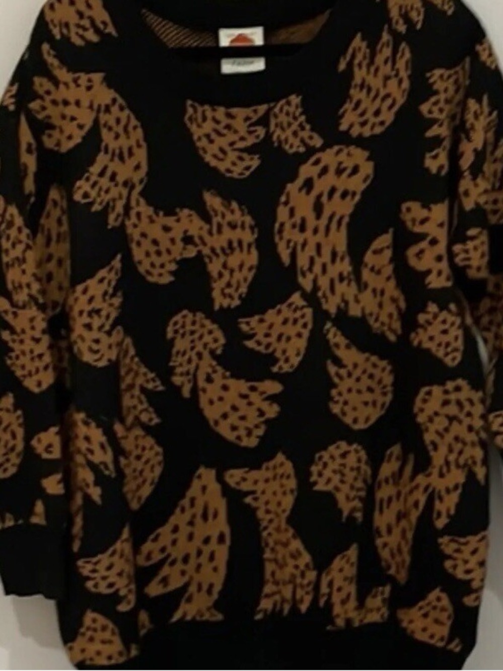FARM Rio Black Crewneck Sweater with Orange Abstract Animal Print - Picture 7 of 7